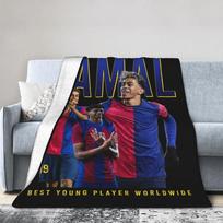 Lamine Y-Yamal Blankets Football Soccer Flannel Novelty Warm Throw Blanket for Home Restaurant Textile Decor Size: 75*100cm, Weight: 230 GSM