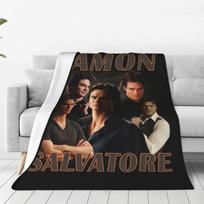 Damon Salvatore Blanket Fleece The Vampire Diaries Ian Somerhalder Tv Series Throw Blanket for Home Office Plush Thin Quilt Size: 75*100cm, Weight: 230 GSM