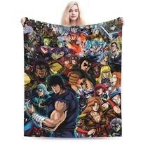hokuto no ken Survivor Cute Flannel Blanket Autumn Warm Soft Throw Blanket for Boy Girl Couch Bed Aesthetic Bedspread Sofa Bed Size: 75*100cm, Weight: 230 GSM