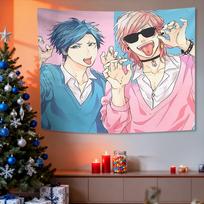 Blue Pink Youth Tapestry Japanese Anime Wall Hanging Decoration Background Cloth Room Decoration Home Decoration 100X70CM