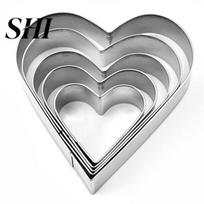 DIY 5Pcs Cake Mold Smooth Surface Wide Application Stainless Food Grade Steel Heart Shape Paste Baking Accessories sidabras