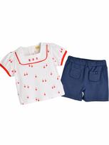 Coco Pique Short Sleeve T-Shirt and Shorts Set Cute Summer Lounge Wear for Toddlers Soft Comfort Kids Outfit 90 raudona