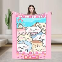 Chiikawa animacinis flanelinis pledo griebtuvas Kawaii individualūs mesti pledai sofai, lovai, poilsio zonai 125*100cm lovatiesė 75X95CM
