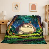 Klasikinė T-Totoro animacinė minkšta šilta flanelinė antklodė, pledas miegamajam, svetainei, lovai, kelionėms, iškyloms, vaikams 75X95CM