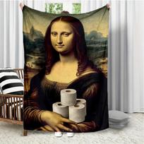 Interesting Smile of the Mona Lisa Flannel Printed Blanket Suitable for All Seasons Suitable for Living Room Office Sofa Travel 75X95CM