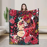 VOX H-Hazbin Hotel Alastor Žaidimų Antklodė Šilta Minkšta Grafinė Pliušinė Mėtoma Antklodė Sofai Kėdei Lovatiesė Lovos Užvalkalas 75X95CM