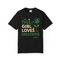 This Girl Loves Gardening Shirt: Comfort Colors Black Tee, Plant Lover Gift 2XL