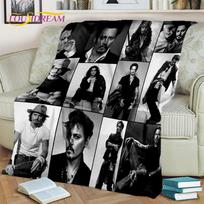 3D spausdinimo serija Johnny Depp pledas, minkštas užklotas namams, miegamajam, lovai, sofai, iškylai, kelionėms, biurui, poilsio uždangalas, vaikams 75X95CM