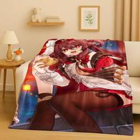 3D Genshin Impact žaidimo animacinis flanelės pledas, itin minkštas šiltas pliušinis užklotas namų miegamojo lovai sofai, iškylai, mergaitės dovana 75x90cm