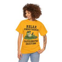 Frog Coffee Shirt Relax Unbothered Caffeinated Existing T-Shirt Funny Frog Meme Tee Cute Cottagecore Frog Lover Gift Sarcastic Shirt 2XL