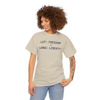 Freedom Liberty Coordinates T-Shirt | Patriotic GPS Tee | 4th of July USA Pride Gift Unisex 4XL
