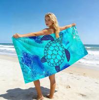 1pc Retro turtle, slipper pattern beach towel, ultra-fine fiber summer seaside vacation absorbent beach towel 150x75cm