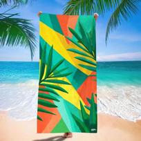 Tropical Palm Leaf Geometric Color Block Print Beach Towel Sand Free Quick Dry Beach Blanket for Summer Beach Yoga Camping 50X100cm &1pc