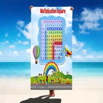 Oversized Microfiber Beach Towel for Kids, Large Multiplication Table Pool Towel, Quick Dry Math Learning Blanket for Travel 50x100cm
