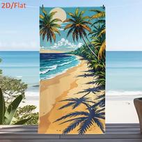 Tropical Palm Tree Beach Towel, Quick Dry Soft Cotton, Colorful Sunset & Ocean Palm Design for Summer Pool Use Bath Towel 50X100cm &1pc