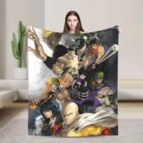One Punch-Man Saitama Funny Blankets Screaming Flannel Novelty Breathable Throw Blankets for Bedding Lounge Decoration Travel Size: 75*100cm, Weight: 230 GSM