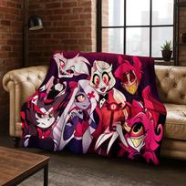 3D H-Helluva Boss Blitzo H-Hazbin Hotel Cartoon Flannel Blanket,Cozy Soft Throw Blanket for Home Bedroom Bed Sofa Cover Gift Kid Size: 75*100cm, Weight: 230 GSM
