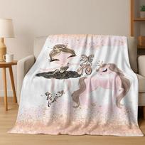 Elegant Ballet Dacing Girl Ballerina Cartoon Flannel Blanket,Cozy Soft Throw Blanket for Home Bedroom Bed Sofa Cover Gift Kids Size: 75*100cm, Weight: 230 GSM