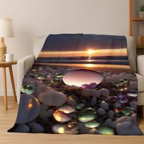 Colorful Pebble rainbow Cobblestone Stone Flannel Blanket Soft Warm Blanket Throw Blanket for Bedroom Living Room Bed Picnic Size: 75*100cm, Weight: 230 GSM