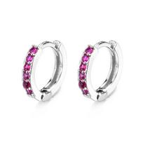 Ring Helix Cartilage Tragus Colorful CZ Earrings Zircon Ear Stud Cubic Zirconia CZ Ear Piercing Red Silver