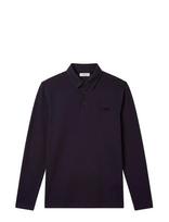 Calvin Klein - Ls Slim Supima Logo Patch Polo - Marškinėliai ilgomis rankovėmis - Tamsiai mėlyna