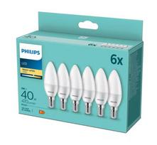 PHILIPS LED 40W B35 E14 Silti balta 2700K matēta 6 gab spuldze 8719514313446 929003541164