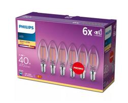 PHILIPS LED stikla 40W B35 E14 Silti balta 2700K caurspīdīga 6 gab spuldze 8718696775035 929001889785