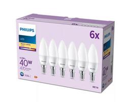 PHILIPS LED 40W B35 E14 Silti balta 2700K matēta 6 gab spuldze 8719514459991 929003541136