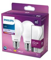 PHILIPS LED stikla 100W A60 E27 Auksti balta 4000K matēta 2 gab spuldze 8718699763718 929002026557