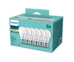 PHILIPS LED 60W A60 E27 Silti balta 2700K matēta 6 gab spuldze 8718699774356 929002306264