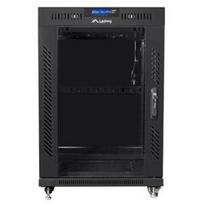 Lanberg Rack spinta 19 15U 600x600, juoda, stiklinės durys, IP20, 800kg, 4 vertikalios bėgeliai, 2 ventiliatorių vietos