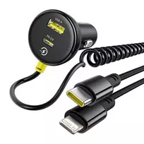 Baseus Circular 60W USB-A + USB-C Car Charger with built-in Lightning + USB-C cable 1.4 m / black