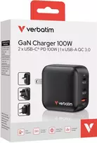 „Verbatim“ „Mini GaN“ įkroviklis, 100 W, 3 prievadai, JAV/ES/JK, ADP 32230