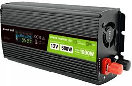 Power converter Green Cell PowerInverter LCD 12 V 500 W/1000 W Pure Sine Wave