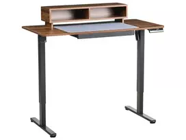 Elektriškai reguliuojamas stalas LUCAMA, rudas ir juodas, 120 x 60 cm su USB jungtimi