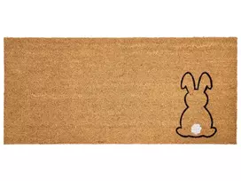 Durų kilimėlis LINGAYEN natūralios spalvos 55 x 120 cm su triušio motyvu iš kokoso pluošto