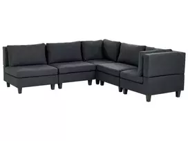 5 vietų modulinė kampinė sofa UNSTAD kairinė, juoda