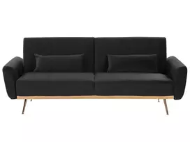 Trivietė išskleidžiama sofa EINA, veliūras, juoda