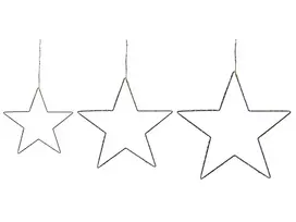 3 LED sieninių dekoracijų rinkinys KUNNARI žvaigždė 50/40/30 cm sidabrinė