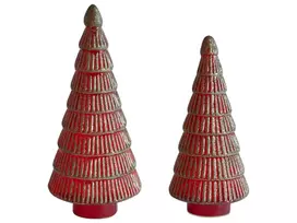 2 dekoracinių figūrėlių rinkinys PURUVESI Eglutė 31/36 cm raudona/žalia