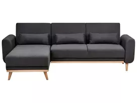 Išskleidžiama 3 vietų kampinė sofa OLLSTA, juoda, dešininė
