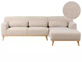 Trivietė kampinė sofa SIMOS, šenilinė, smėlio spalvos, kairinė