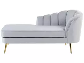 Dešininė gulto sofa ALLIER, veliūras, šviesiai pilka