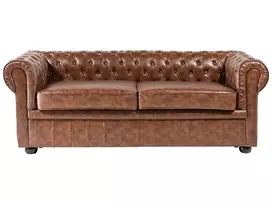 Trivietė sofa CHESTERFIELD dirbtinė oda aukso ruda