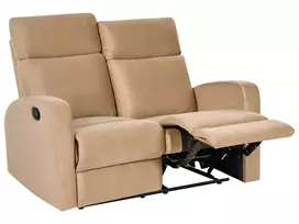 2 vietų sofa su rankine atsipalaidavimo funkcija VERDAL, veliūras, šviesiai ruda