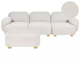 AMLI modulinė sofa 3 asmenims, kreminės spalvos „Boucle“ audinys su pufu
