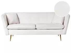 Trivietė sofa FREDERICA, bouclé audinys, balta
