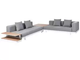 Sodo kampinė sofa su stalu 5 asmenims MISSANELLO pilka