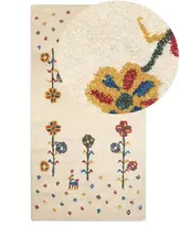 Kilimas HUSUNLU smėlio spalvos 80 x 150 cm vilnonis Gabbeh
