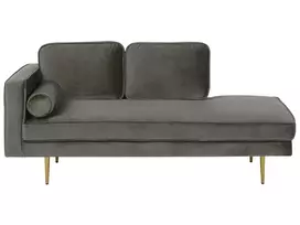Kairysis gultas MIRAMAS, veliūras, pilkai smėlinės spalvos